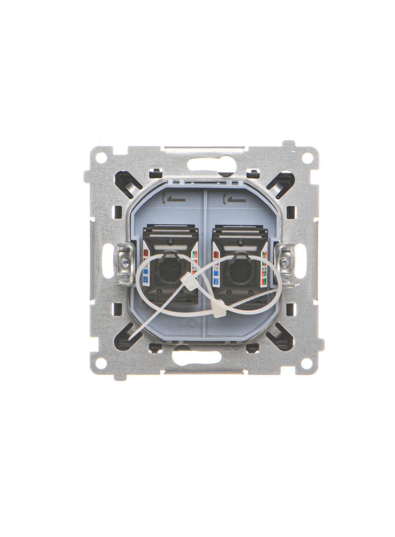 Simon 55 Gniazdo komputerowe podwójne RJ45 kategoria 6 z przesłoną przeciwkurzową Czarny mat