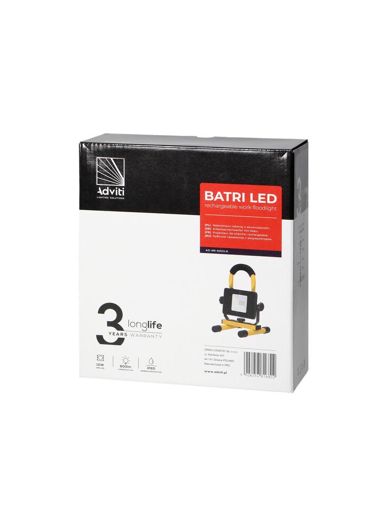 BATRI LED 10W, Naświetlacz roboczy, przenośny z akum., 800lm, IP65, 6500K, 2200mAh AD-NR-6201L6 ORNO