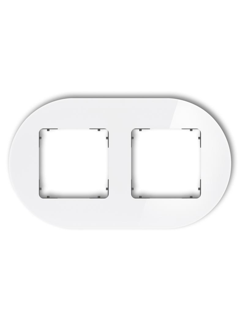 ICON Ramka uniwersalna podwójna okrągła - efekt szkła (ramka: biała; spód: grafitowy mat) biały