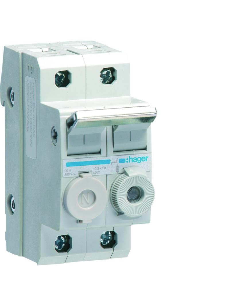 Rozłącznik bezpiecznikowy cylindryczny 2P 10x38mm L95200 HAGER