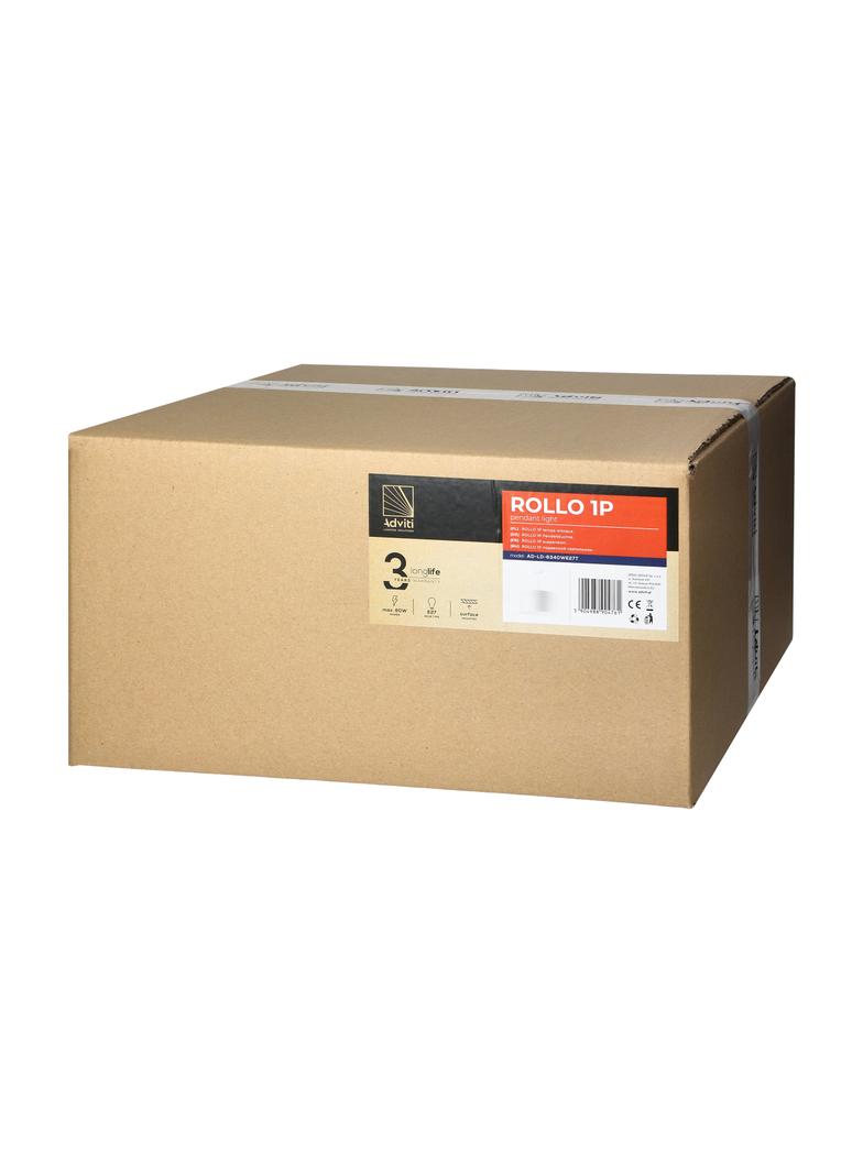 Rollo 1P E27, lampa wisząca, max. 60W, biała, krótka AD-LD-6340WE27T ORNO