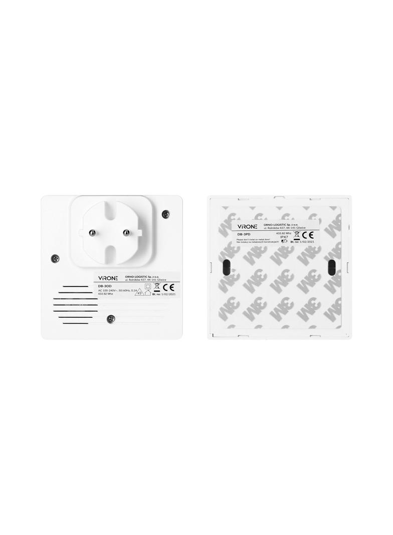 Dzwonek bezprzewodowy WAYO AC sieciowy bezbateryjny przycisk learning system 25 dźwięków 80m DB-3 OR