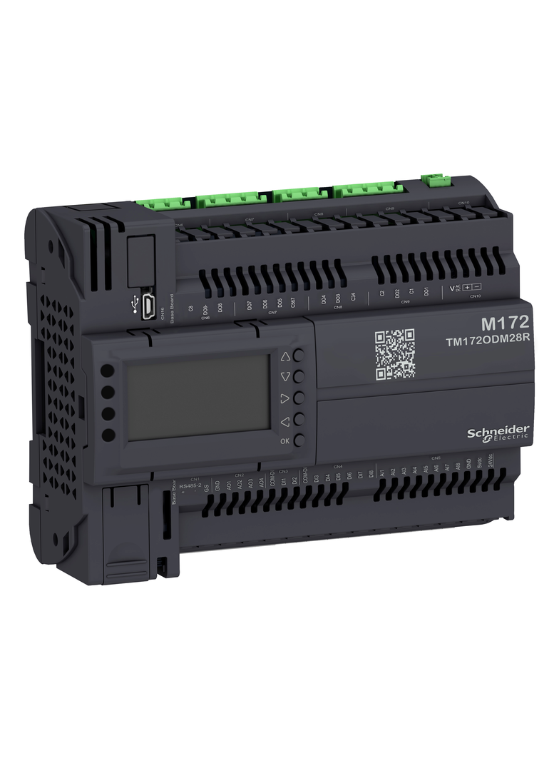 Modicon M172, Sterownik PLC HVAC, 8 DI, 6 AI, 8 DO, 4 AO, wyświetlacz, CAN, RS485, USB mini B