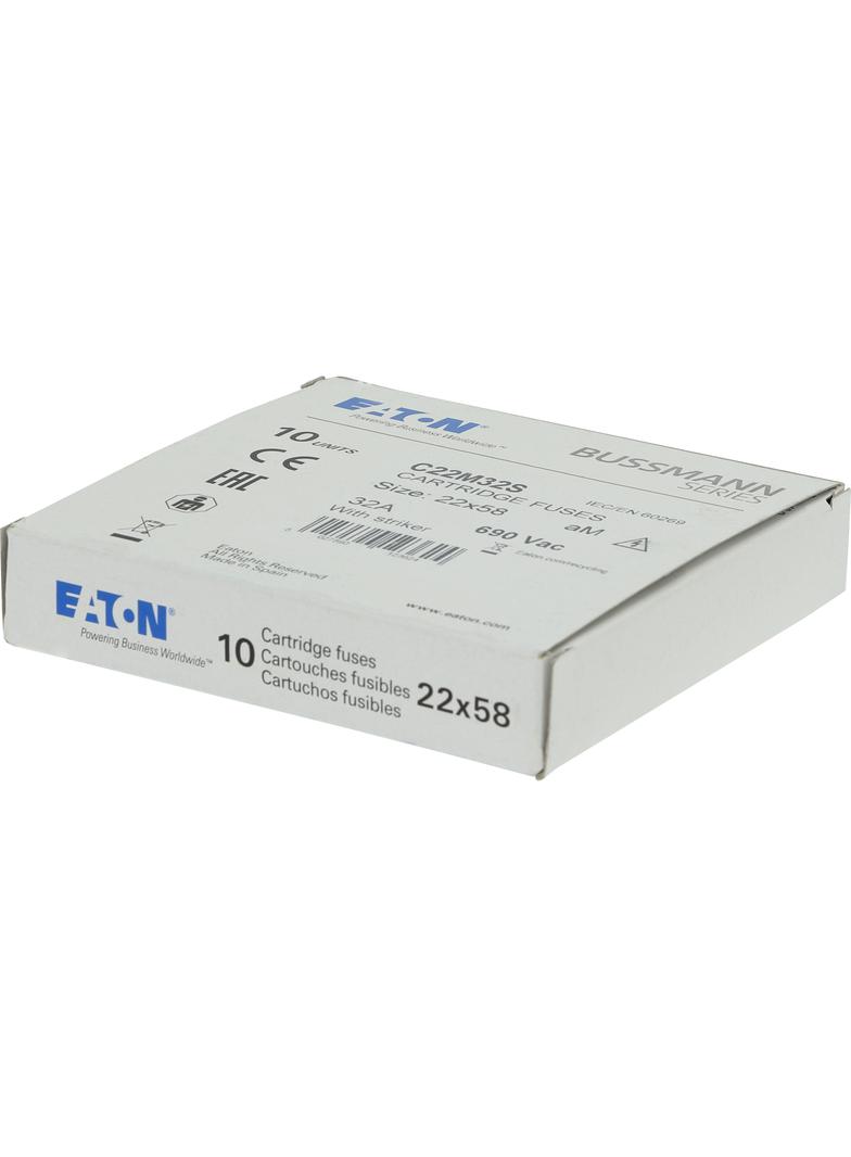 C22M32S Wkładka cylindryczna z wybijakiem 22x58 32A GG 690V AC C22M32S EATON