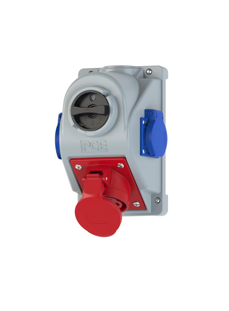 GNIAZDO Z WYŁĄCZNIKIEM " COMBO-POL" 32A 400V 3P+Z, GNIAZDO 2x230V, wył. L-O-P IP44