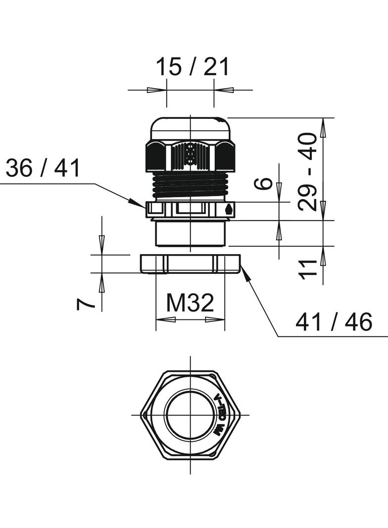 V-TEC VM32+ LGR, Dławik kablowy