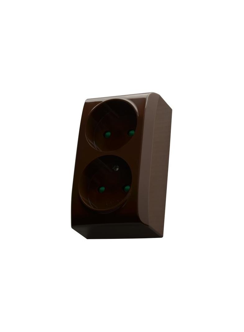 BIS Gniazdo podwójne z przesłonami torów prądowych - kolor brązowy