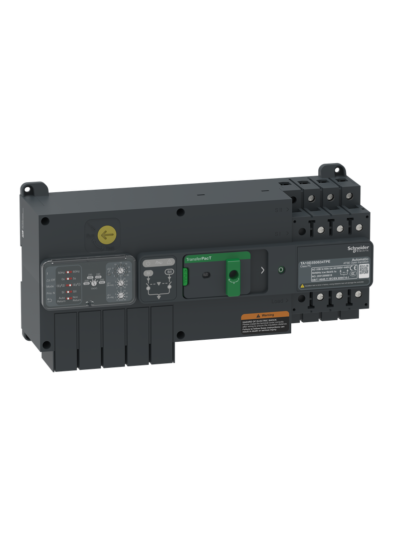 TransferPacT, przełączanie zasilania, 63A, 400V, 3P, bez komunikacji, rozmiar 100A