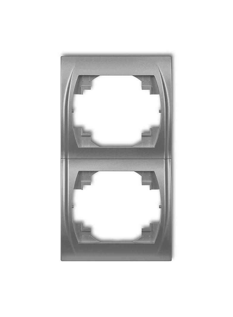 LOGO Ramka pionowa podwójna srebrny metalik