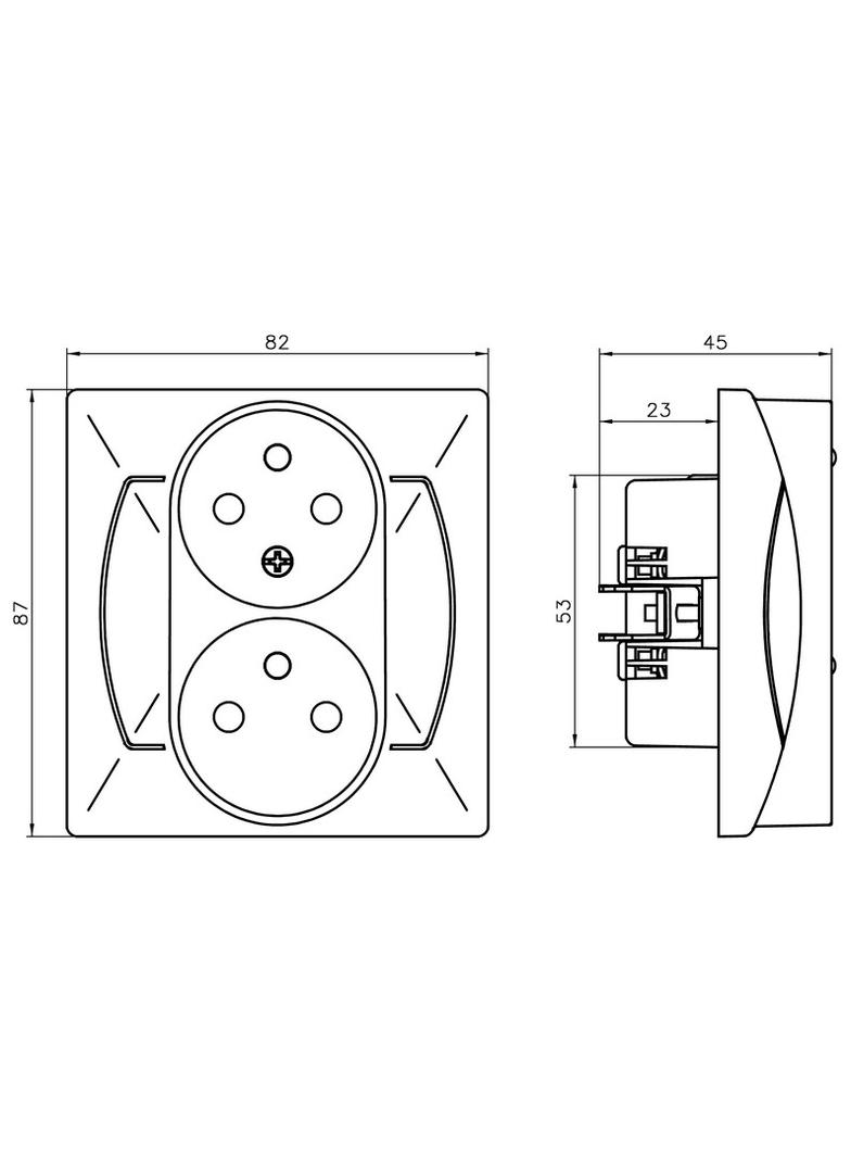 AKCENT Gniazdo podwójne z uziemieniem z funkcją niezamienności faz - kolor beżowy