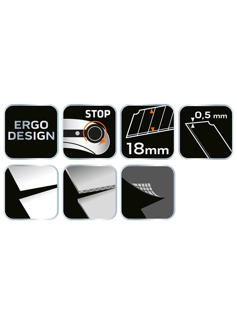 Nóż z ostrzem łamanym 18 mm, blokada śrubowa