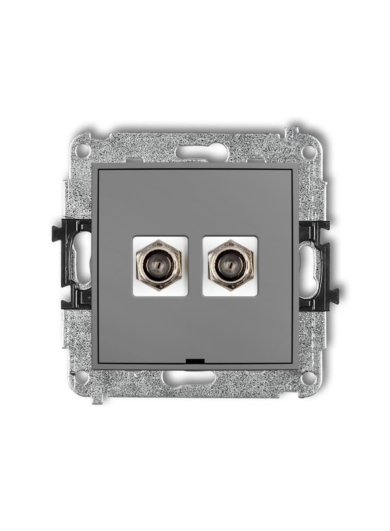 ICON Mechanizm gniazda antenowego podwójnego typu F (SAT) niklowany, bez pola opisowego szary mat