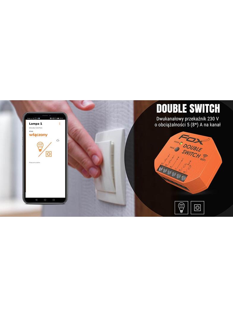 DOUBLE SWITCH 2 kanałowy przekaźnik Wi-Fi 230V WI-R2S2-P F&F