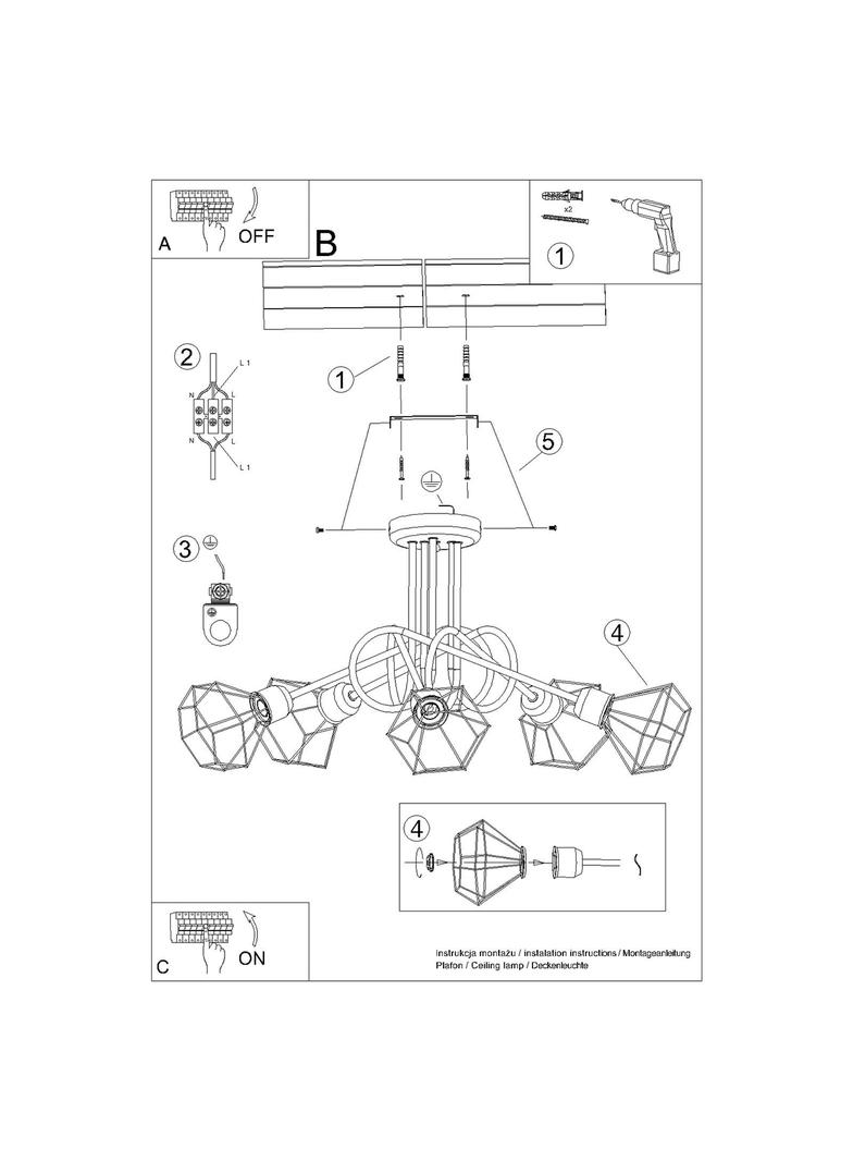 Sollux Żyrandol ARTEMIS 5S czarny SL.1110