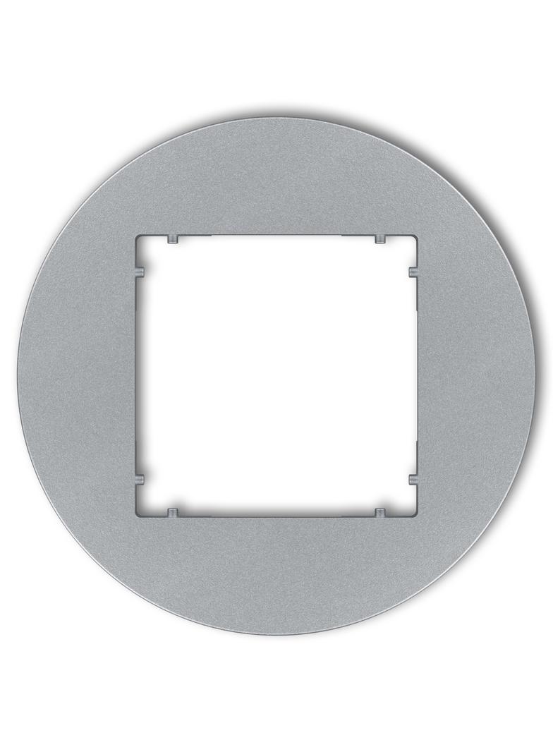 MINI Ramka uniwersalna pojedyncza okrągła z tworzywa srebrny metalik