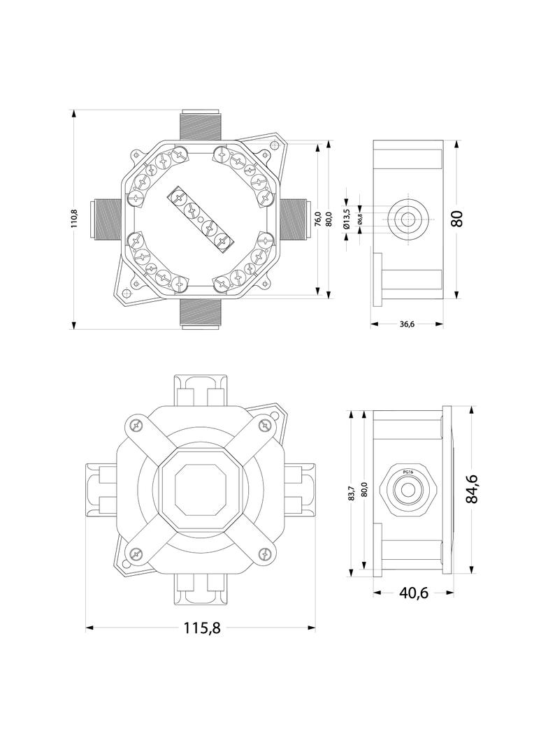 PNHS Puszka Hermetyczna n/t IP67 4mm2 400V szara 63.404 OPATÓWEK