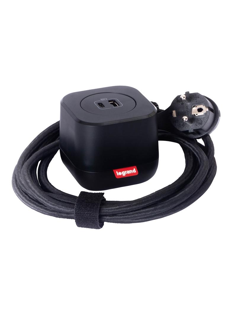 INCARA: ELECTR'ON - PODSTAWA USB A+C Z OBUDOWĄ - 2,5 M-CZARNY, Legrand