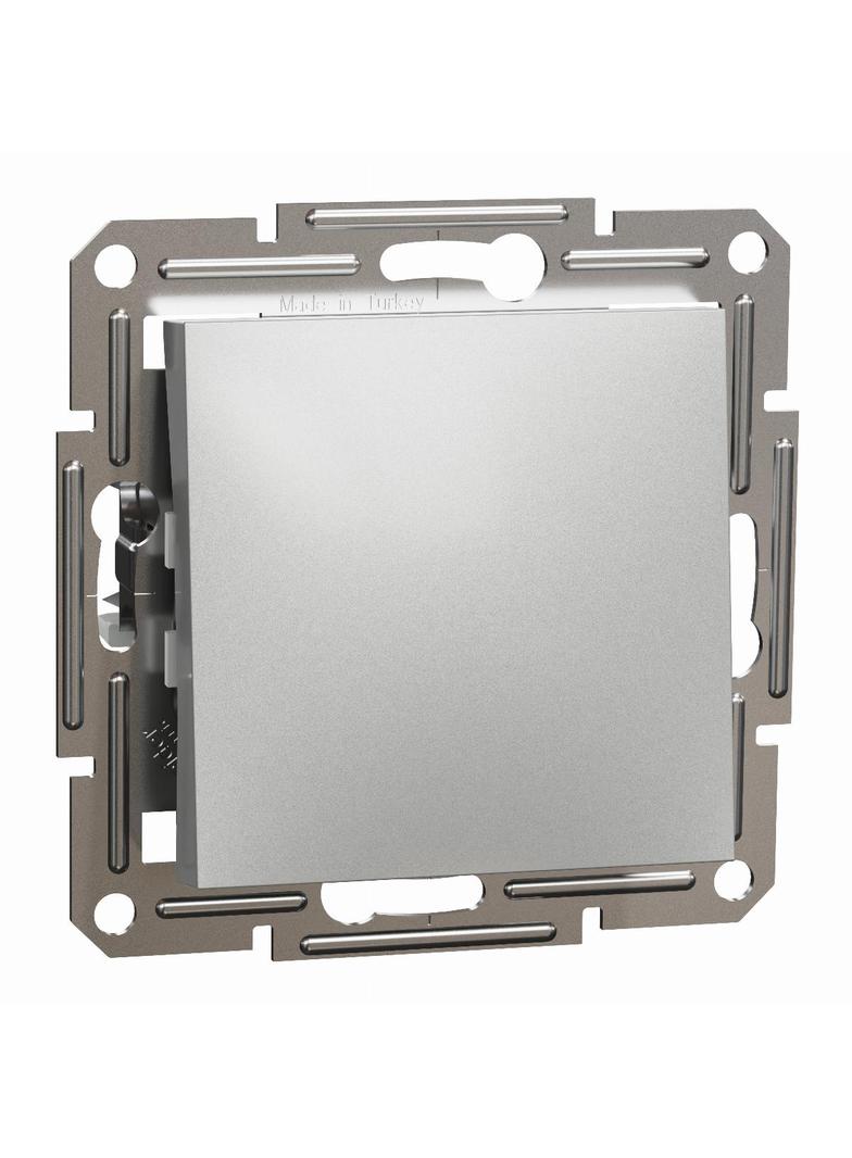 Asfora, przycisk 1-biegunowy, bez ramki, aluminiowy