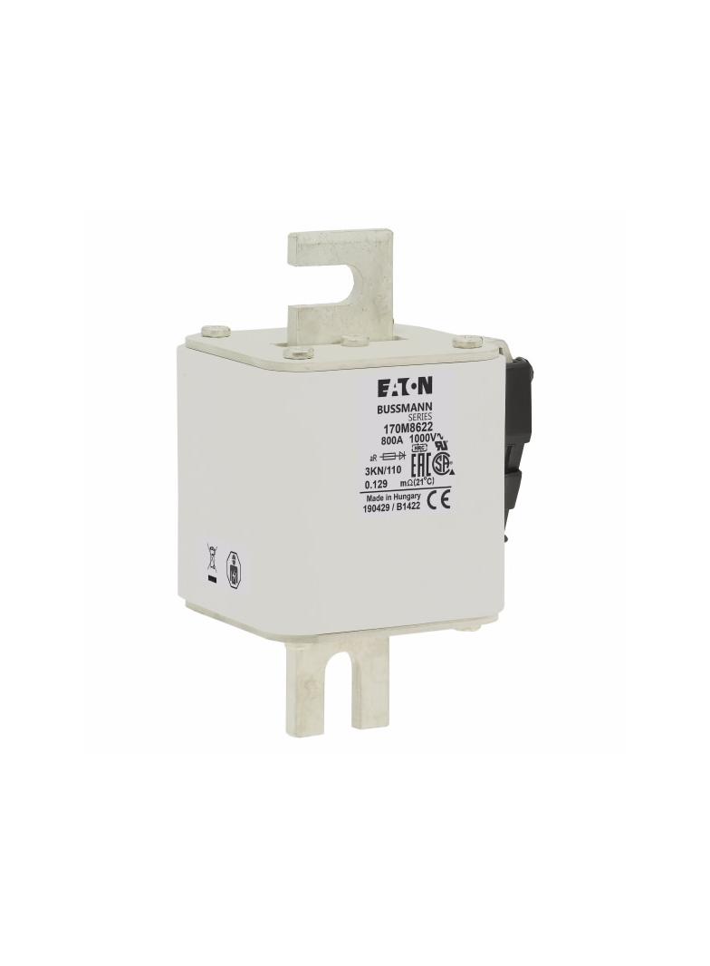 800A 1000V 3KN/110 aR INDICATOR FUSE Wkładka szybka 800A AC 1000V DIN 3 74x92x138 mm aR, 170M8622 EA