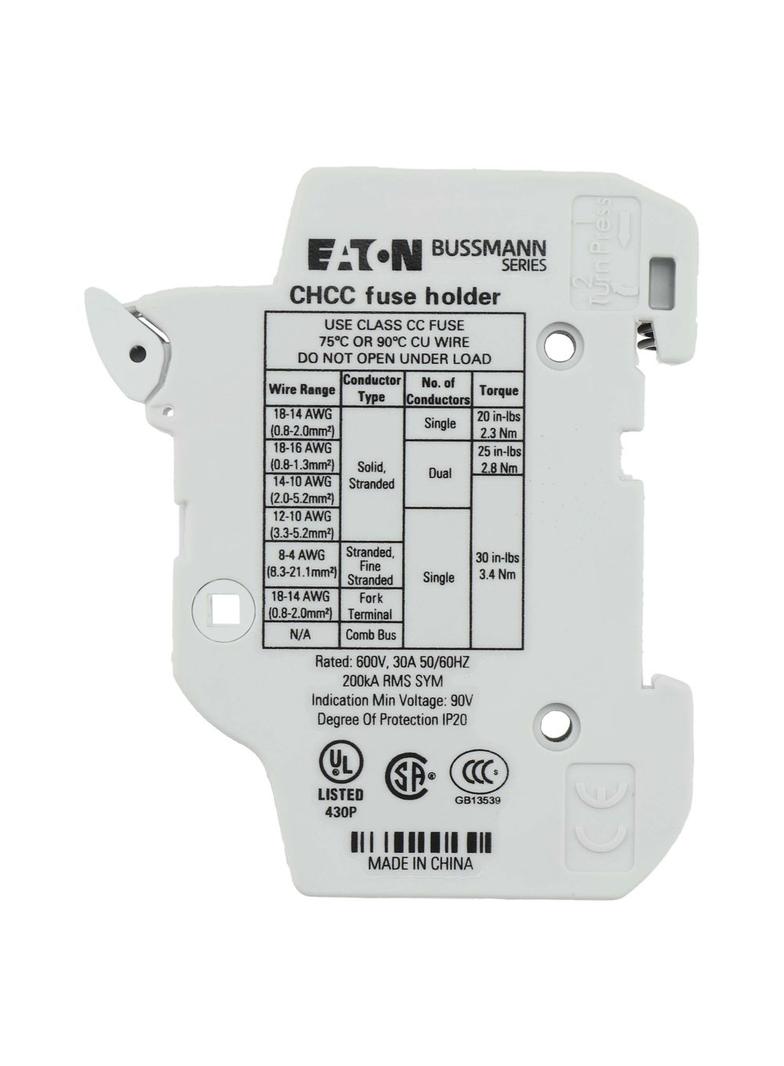 1Pole 30A 600V MFH For 10X38 Class CC Podstawa wkładki cylindrycznej 10x38 1P 32A 690VAC std. UL CHC