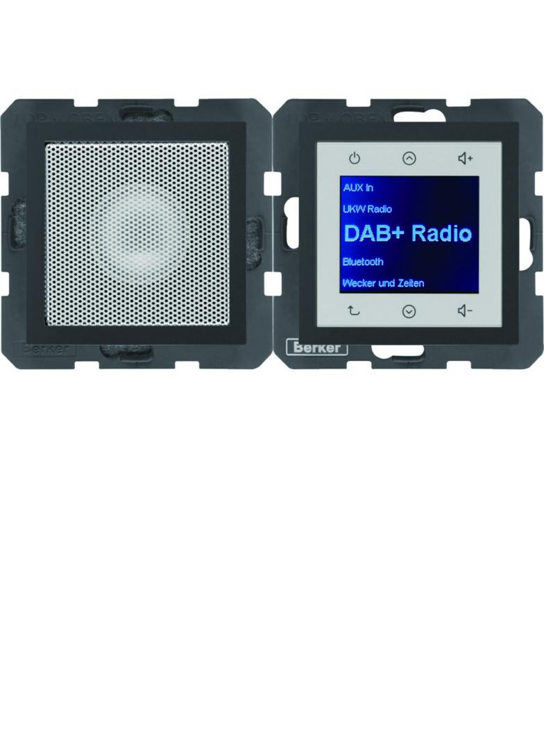 Berker B.Kwadrat/B.3/B.7 B.x Radio Touch podtynkowe DAB+ Bluetooth z głośnikiem antracyt mat  308016
