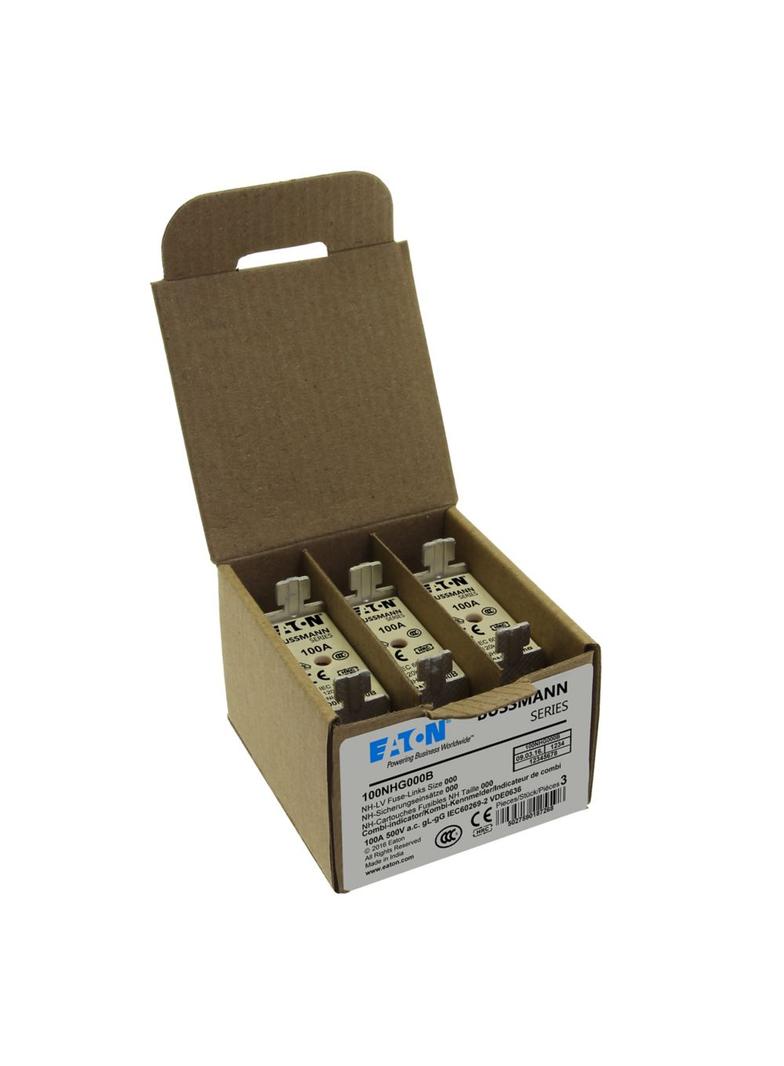 NH FUSE 100A 500V GG/GL SIZE 000 Wkładka NH000 100A 500V GL/GG podwójny wskaźnik 100NHG000B EATON