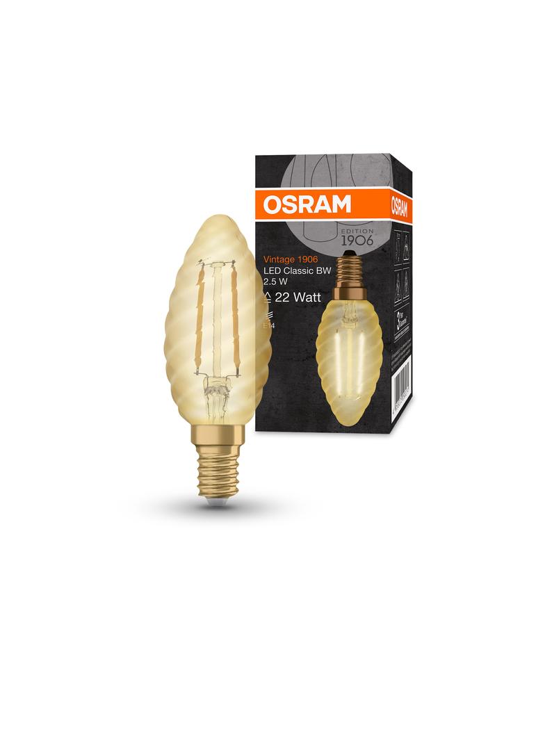 Lampa LED Vintage 1906 CL BW Filament szkło przezroczyste GOLD 22 non-dim 2,5W 824 E14