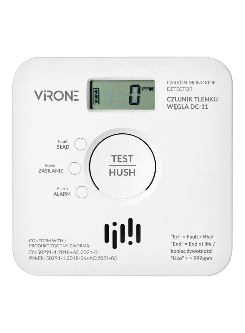 Bateryjny czujnik tlenku węgla (czadu), 2xAA, żywotność sensora 10 lat