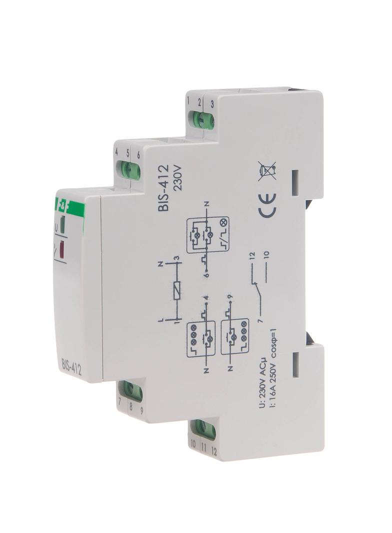 PRZEKAŹNIK BISTABILNY GRUPOWY, UN=230V LUB 24V AC/DC, I=10A, STYKI 1Z, ZACISKI ŚRUBOWE, 1 MODUŁ