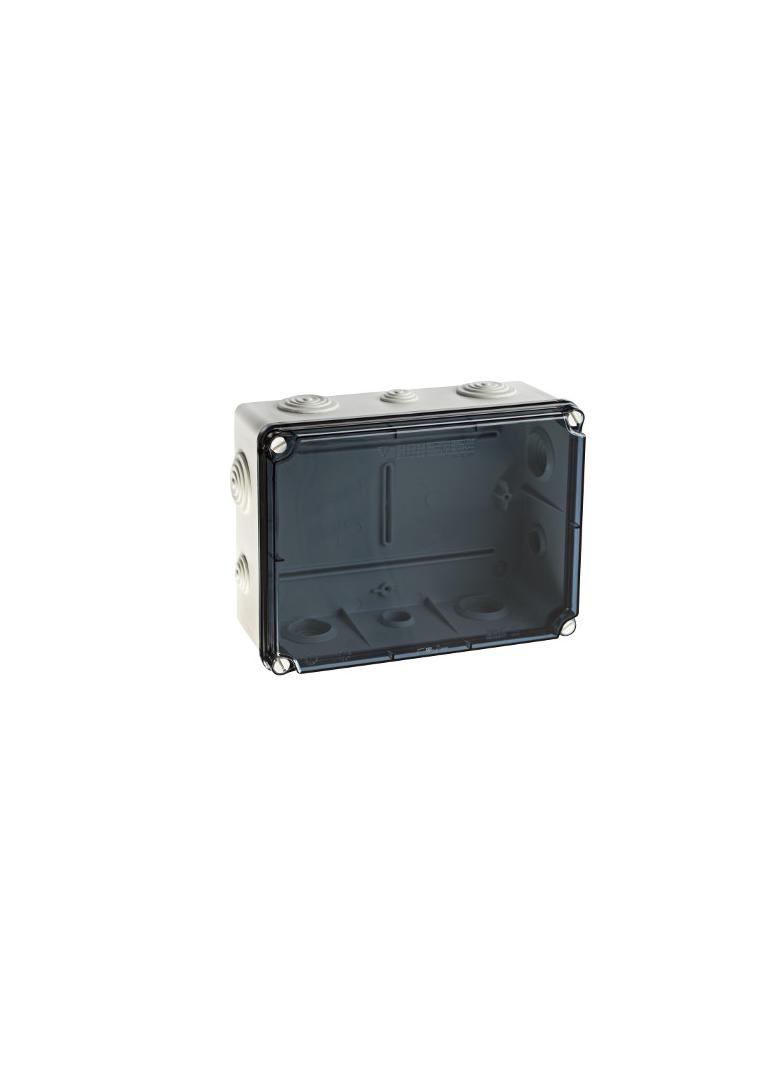 PUSZKA SERII „LIGHT” Skręcana 245x185x95 10 dławnic transparentna pokrywa EVT-231 PCE