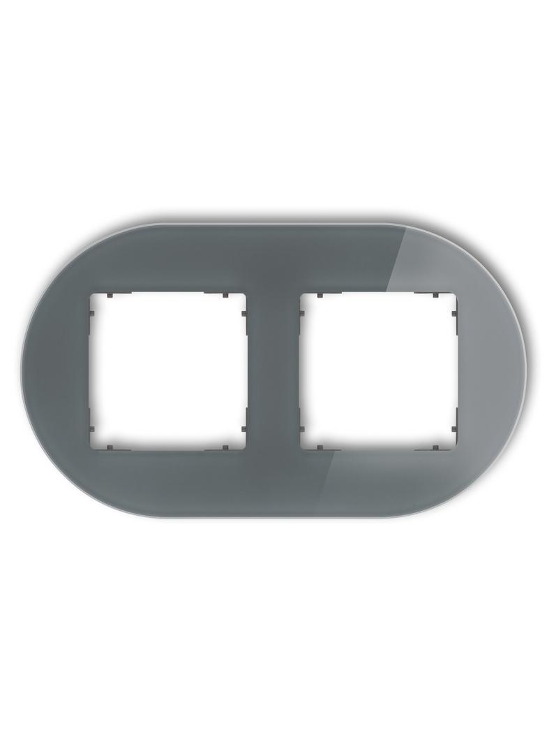 ICON Ramka uniwersalna podwójna okrągła - efekt szkła (ramka: grafitowa; spód: grafitowy mat) grafit