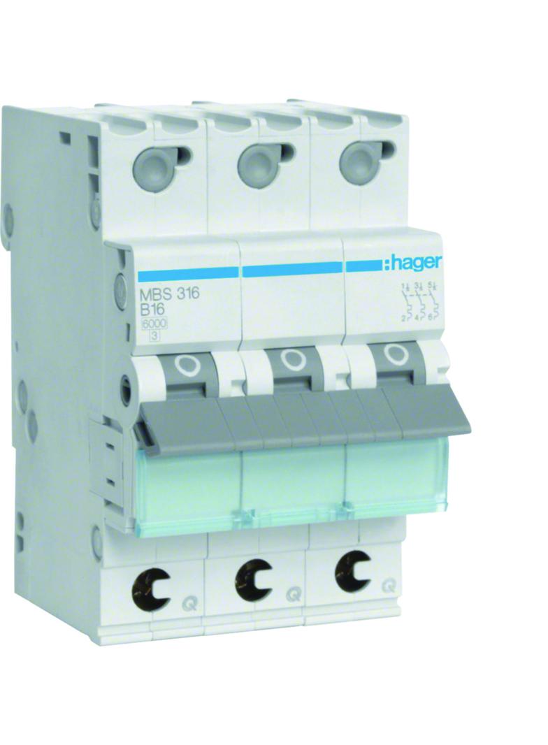 MCB Wyłącznik nadprądowy 6kA 3P B 16A QuickConnect MBS316 HAGER