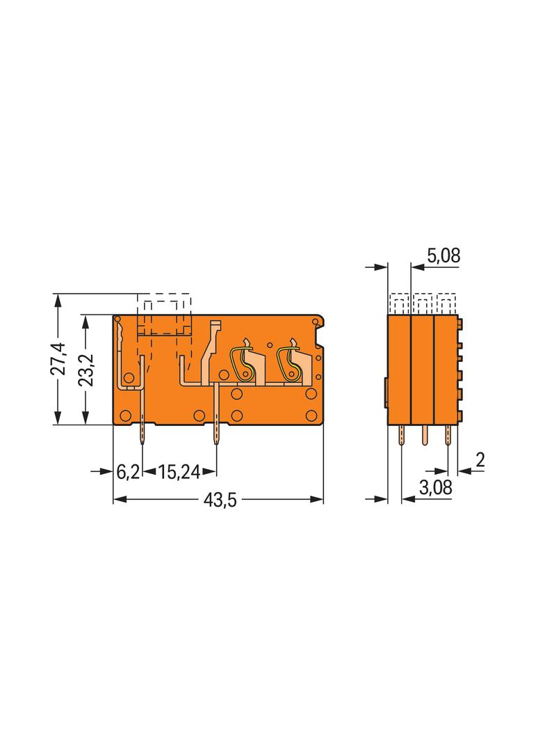 złączka do płytek drukowanych bezpiecznikowa pomarańczowa 5,08 mm