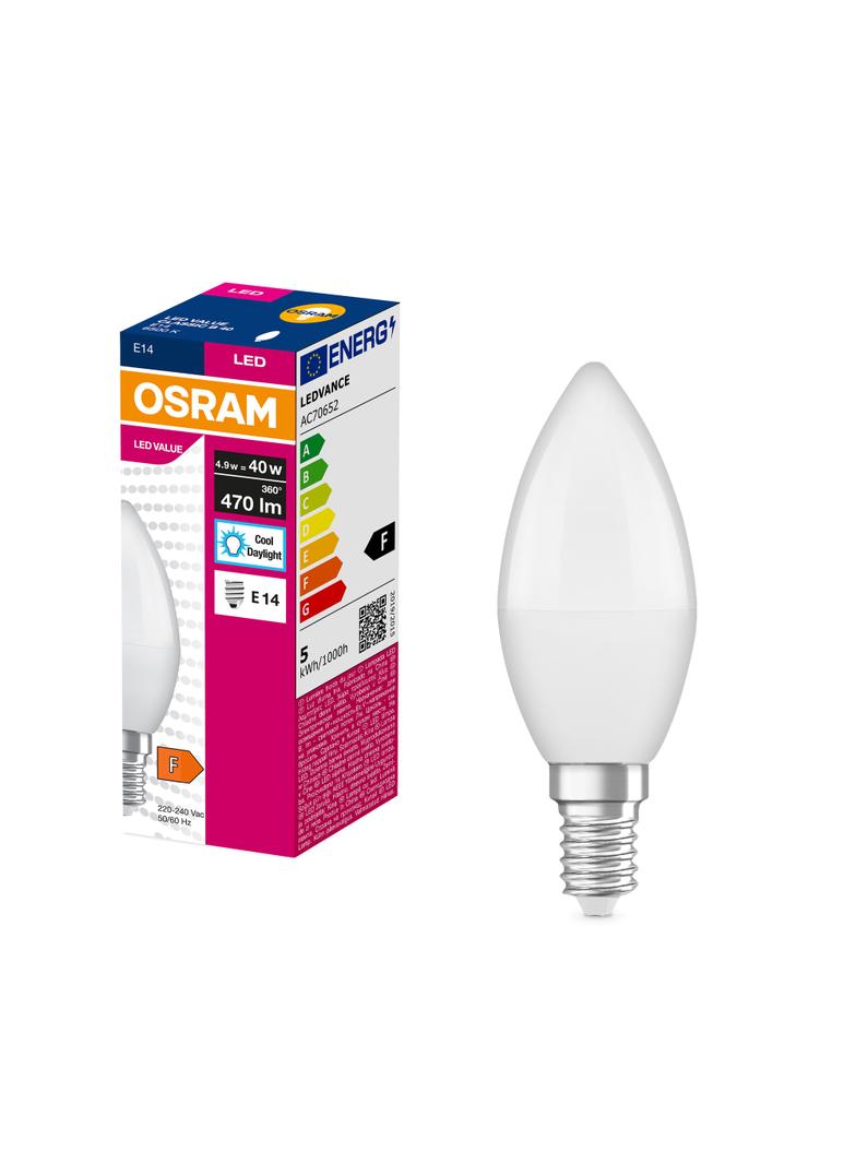 Żarówka LED E14 świeczka 5,7W 470lm 200° 6500K zimna biel 6500K VALUE OSRAM