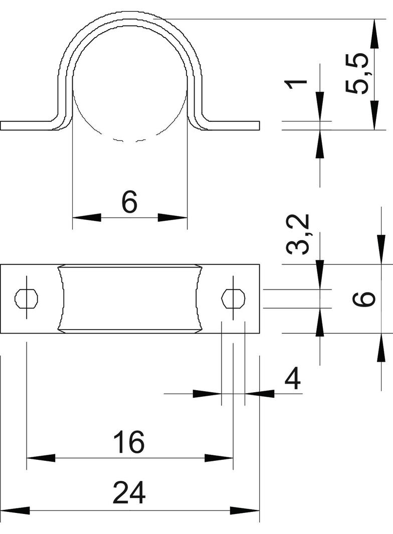 WN 7855/B, UCHWYTY DO PRZEWOD.OC.CHR 6 MM