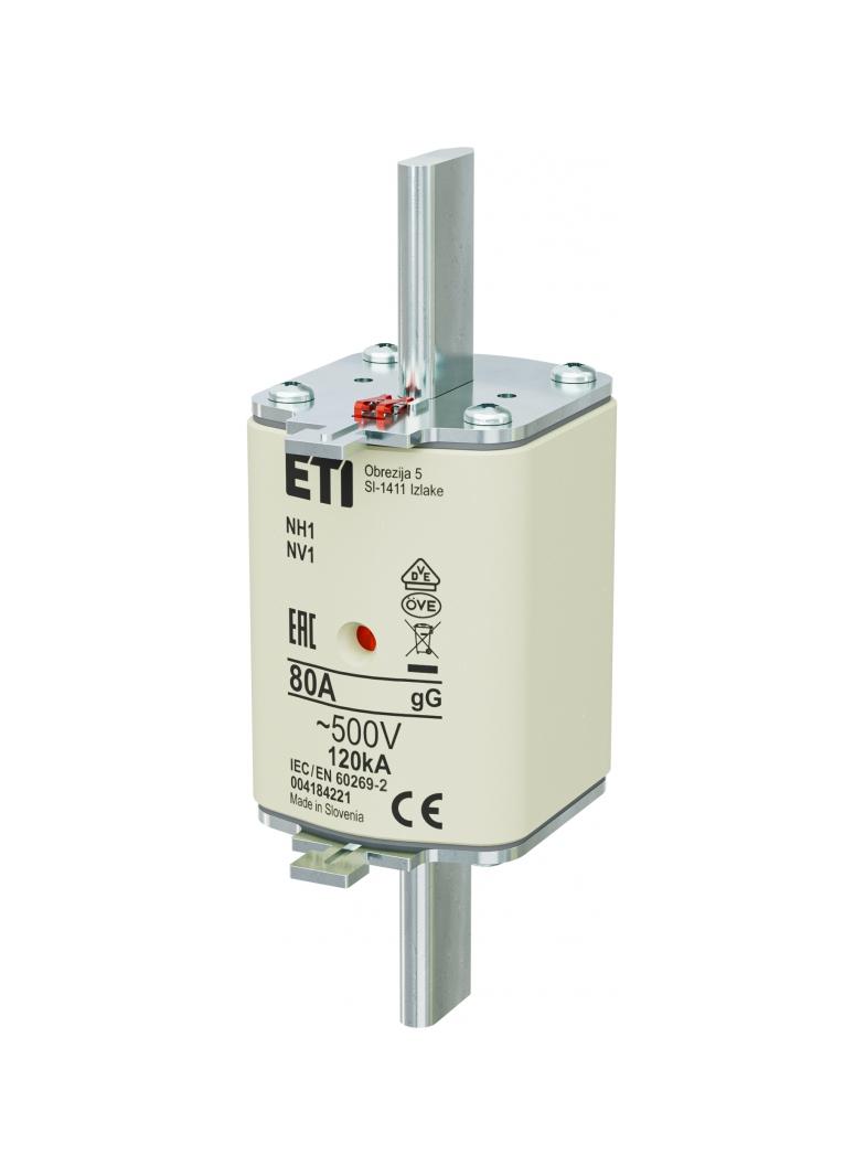Wkładka topikowa NH zwłoczna KOMBI NH1 gG 80A 500V 004184221 ETI