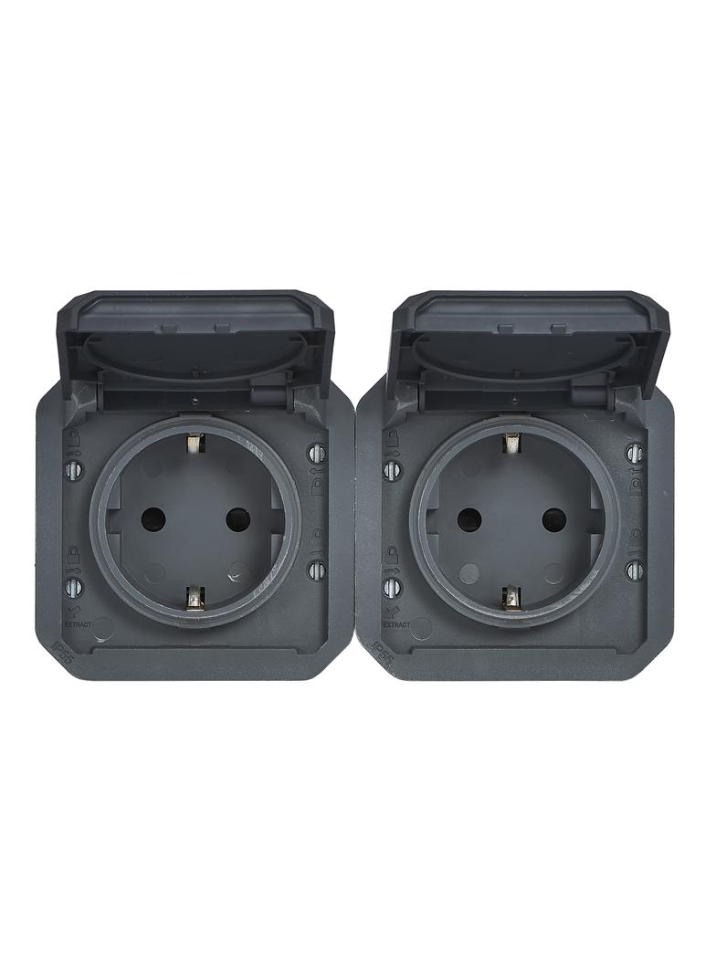 NOWE PLEXO - GNIAZDO SCHUKO 2X2P+Z POZIOME MECHANIZM 16A-250V ANTRACYT 069879L LEGRAND