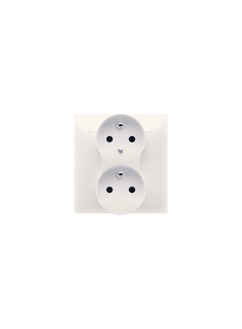 Simon 54 Gniazdo z/u podwójne z f. niezm. faz z przesłonami 16A z. śrub. monoblok kremowy