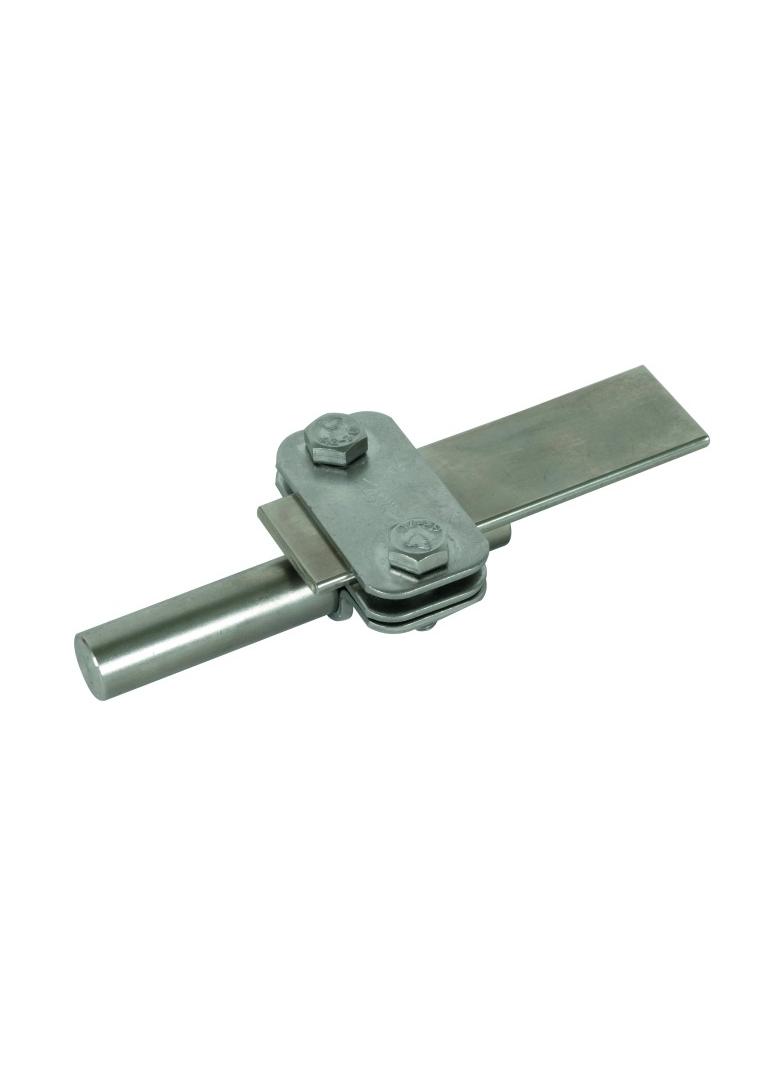 Zacisk probierczy z przekładką, płaskownik 30 mm / pręt uziemiający 16 mm, stal nierdzewna NIRO