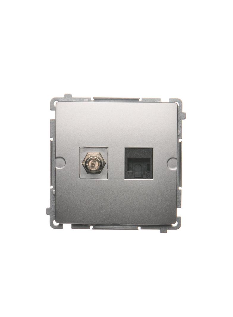 Simon Basic Gniazdo antenowe typu ''F'' + RJ45 kat.6 srebrny mat BMAFRJ45.01/43 KONTAKT