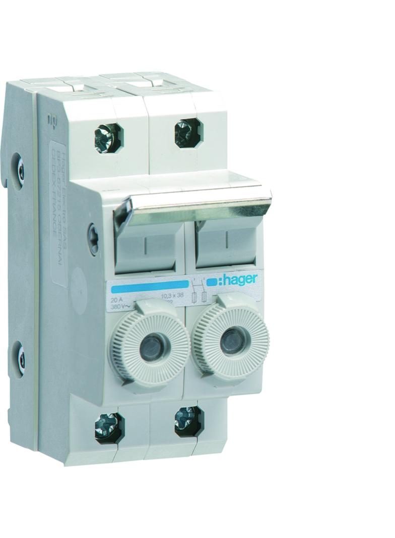 Rozłącznik bezpiecznikowy cylindryczny 2P 20A 10x38mm L96200 HAGER