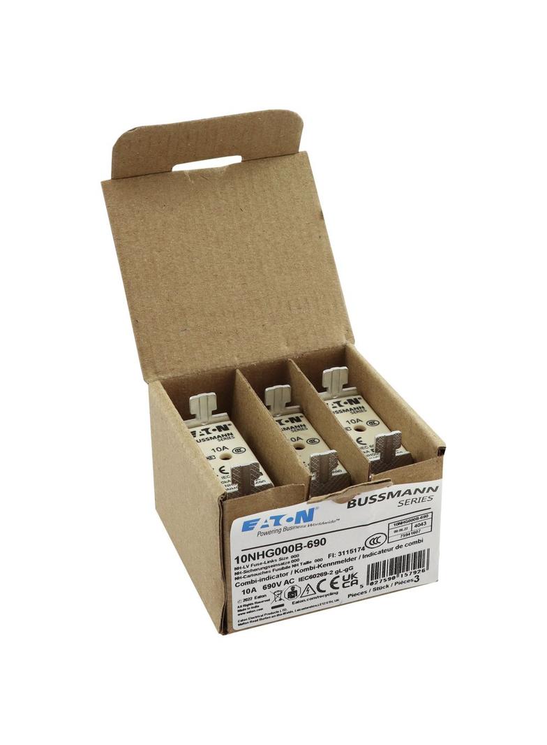 NH FUSE 10AMP 690V gG SIZE 000 Wkładka NH000 10A 690V GL/GG podwójny wskaźnik 10NHG000B-690 EATON