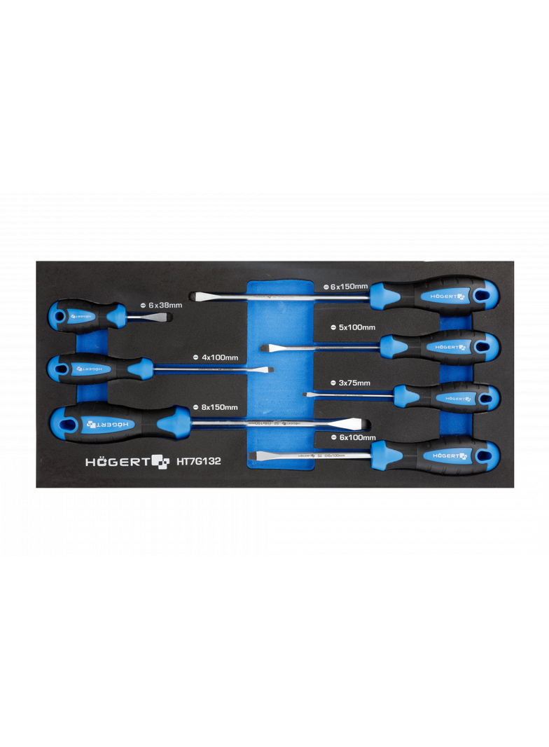 Zestaw wkrętaków płaskich 7 szt., wkład EVA