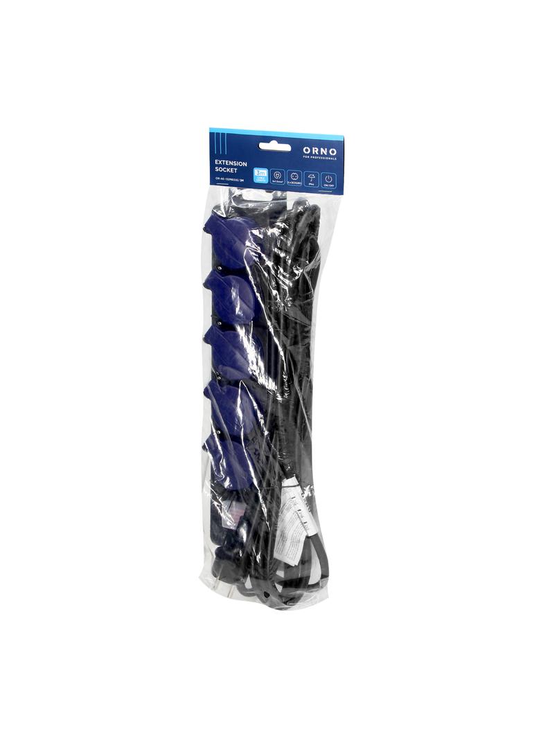 Przedłużacz warsztatowy bryzgoszczelny z wyłącznikiem, 5 gniazd 2P+Z, IP44, schuko przewód gumowy, H