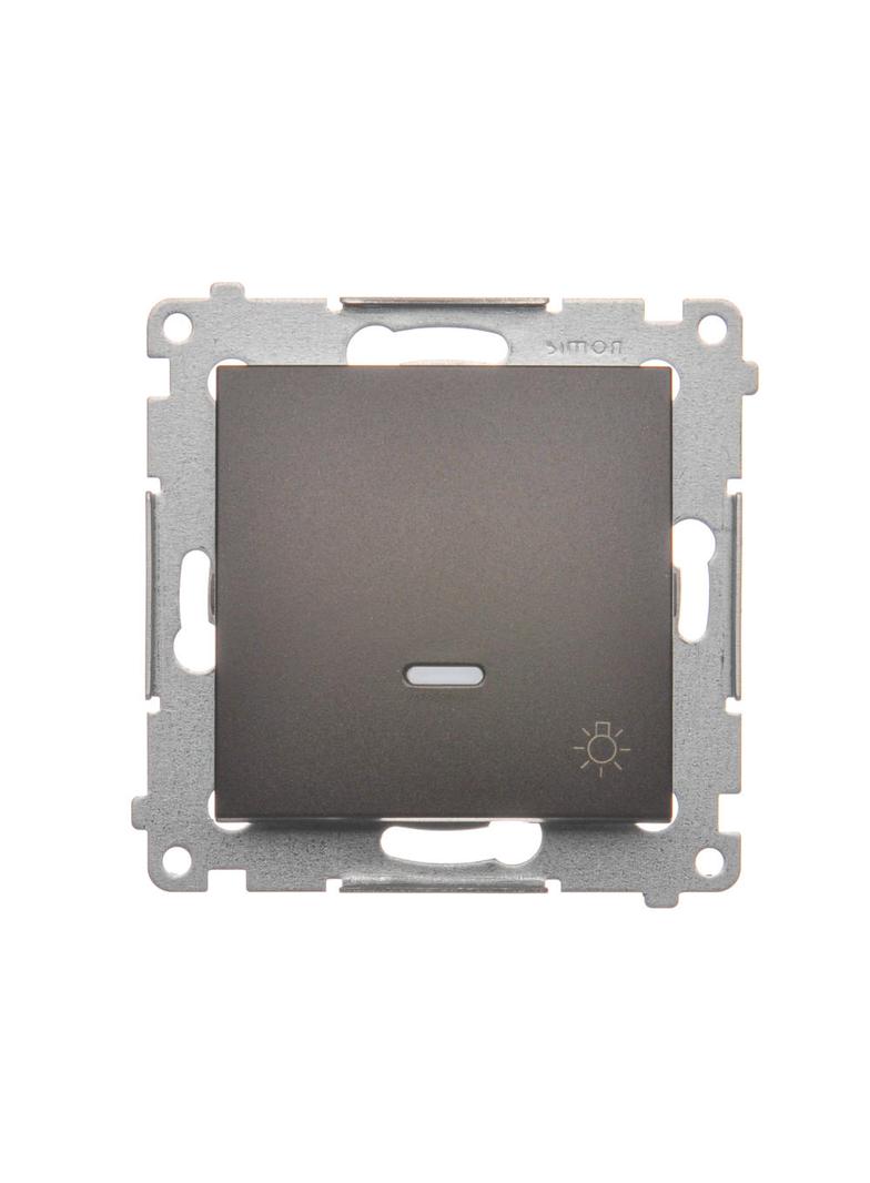 Simon 54 Przycisk „światło” z podświetleniem LED 10A 250V szybkozłączka brąz mat DS1L.01/46 KONTAKT