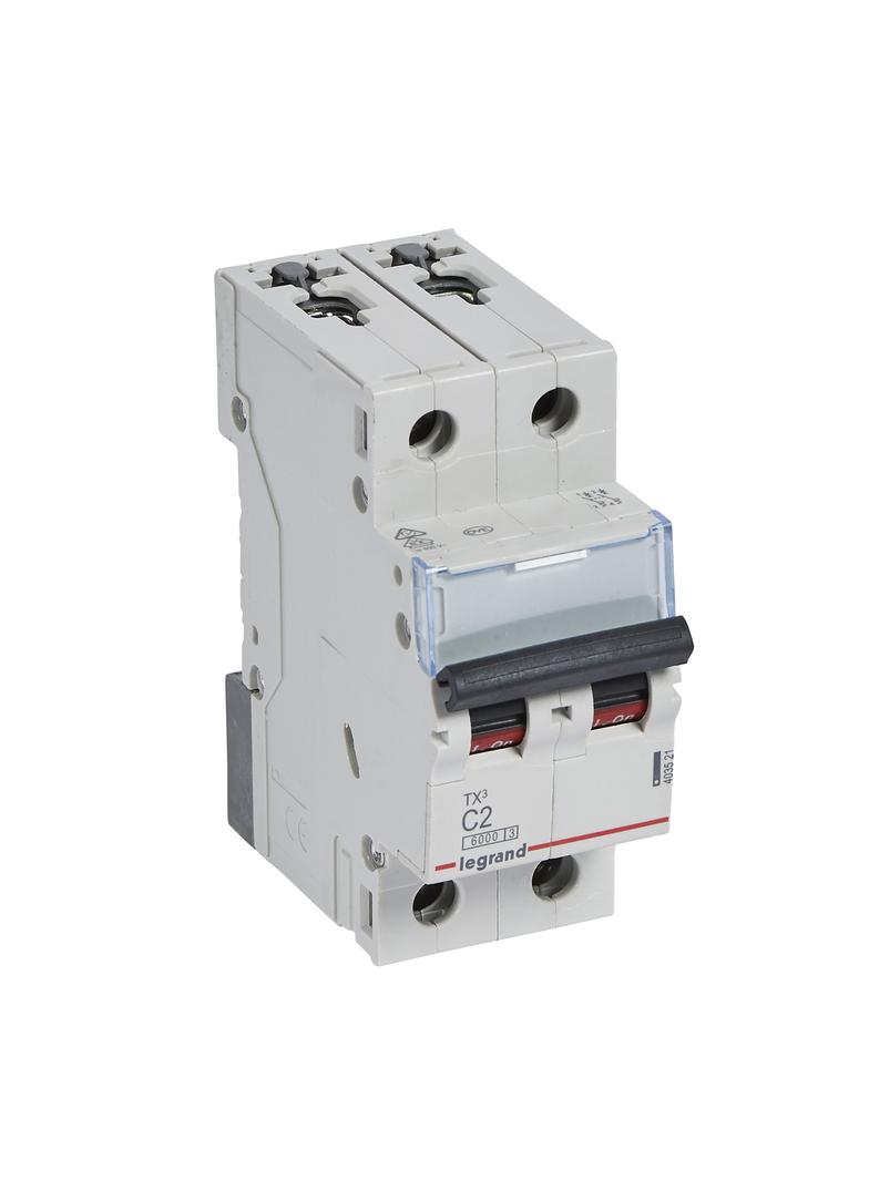 WYŁĄCZNIK NADPRĄDOWY S 302 2P C 2A 6000A SERII TX3, Legrand