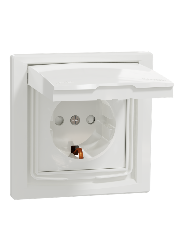 Asfora, gniazdo pojedyncze schuko, IP44, biały