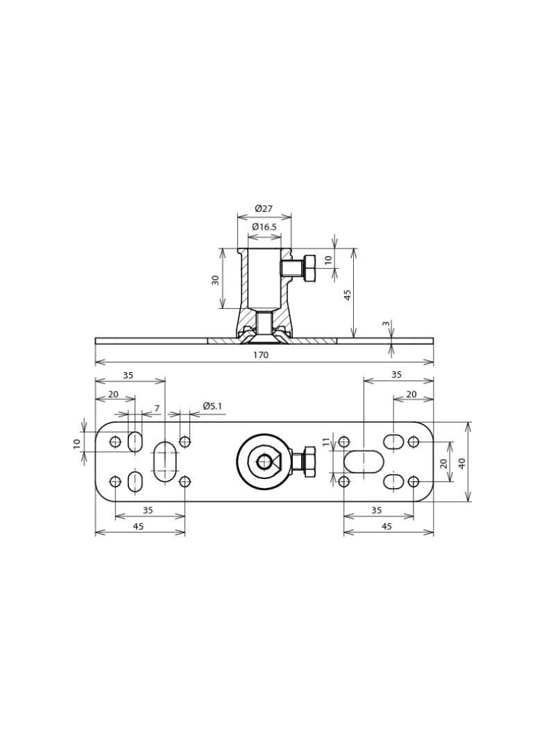 Stopa mocowania wsporników DEHNiso II, stal nierdzewna NIRO
