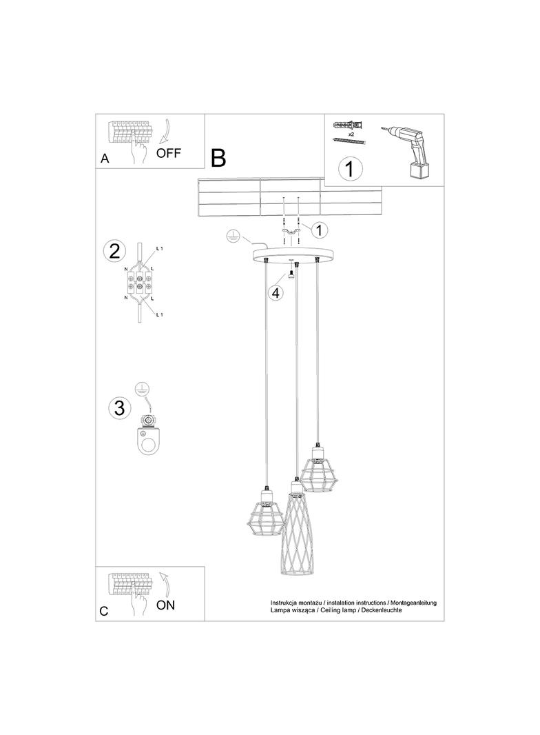 Sollux Lampa wisząca SUBA 3P czarna SL.1166