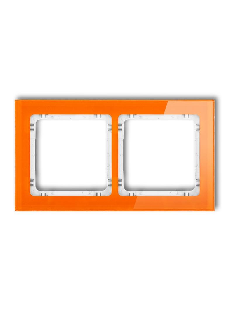 DECO Ramka uniwersalna podwójna - efekt szkła (ramka: pomarańczowa; spód: biały)